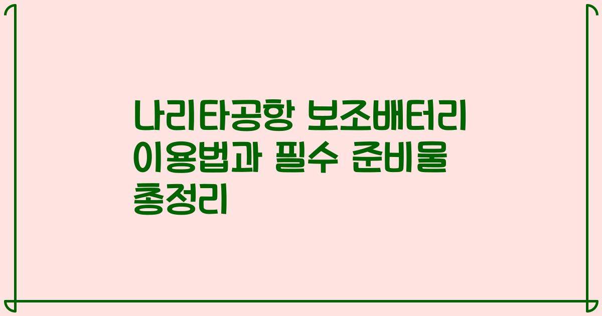 나리타공항 보조배터리 이용법과 필수 준비물 총정리