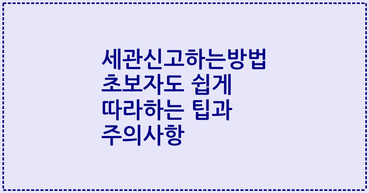세관신고하는방법 초보자도 쉽게 따라하는 팁과 주의사항